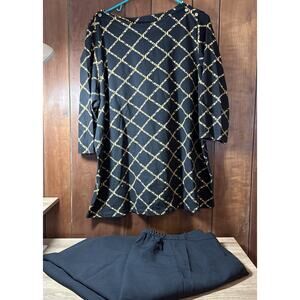 Jessica London Womens Black/ Gold Top Size 22/24 And Skirt Size 22/24 V4